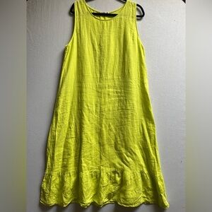 Terzo Millennio Italian Linen Neon Yellow Maxi Dress XL